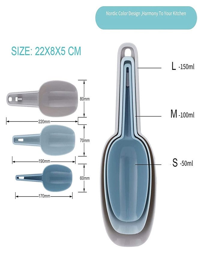 JUDEE Plastic Food Scoops Set, 3 Pcs Ice Dry Food Scoops, Multipurpose Scoops for Kitchen Bar Popcorn Flour Candy Coffee Beans Sweet Feed Pet Dog Food Scooper Shovel Storage Container Scoops Set - Image 2